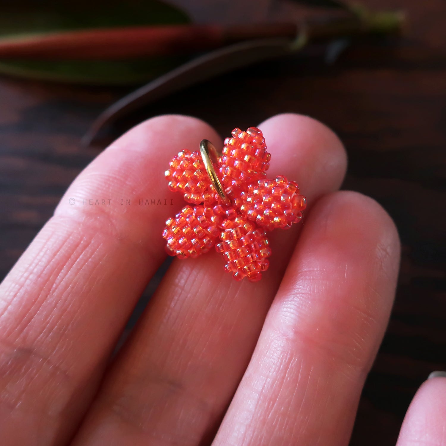 Heart in Hawaii Tiny Plumeria Flower Clip Charm - Lava Orange