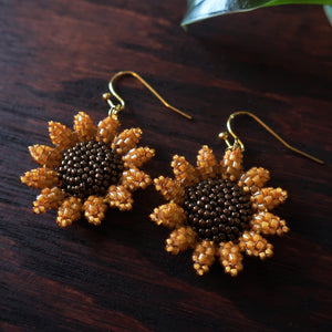 Heart in Hawaii Mini Beaded Sunflower Earrings - Marigold
