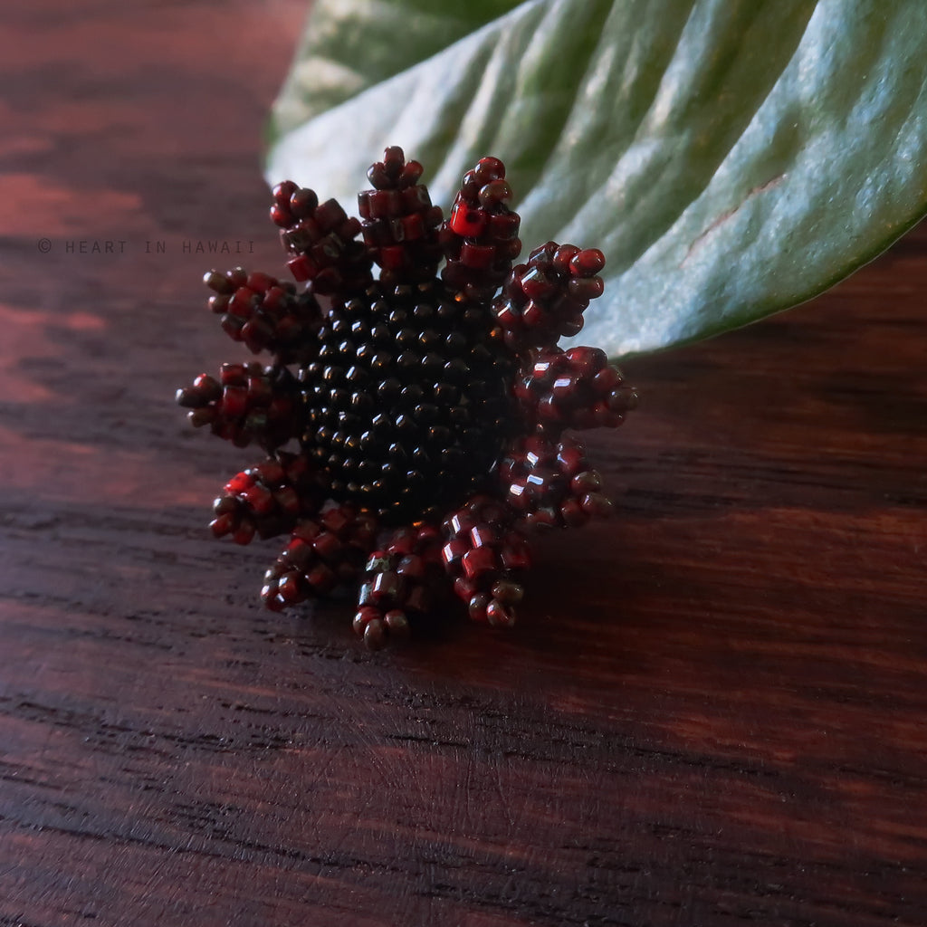 Heart in Hawaii Mini Beaded Sunflower Brooch - Picasso Red