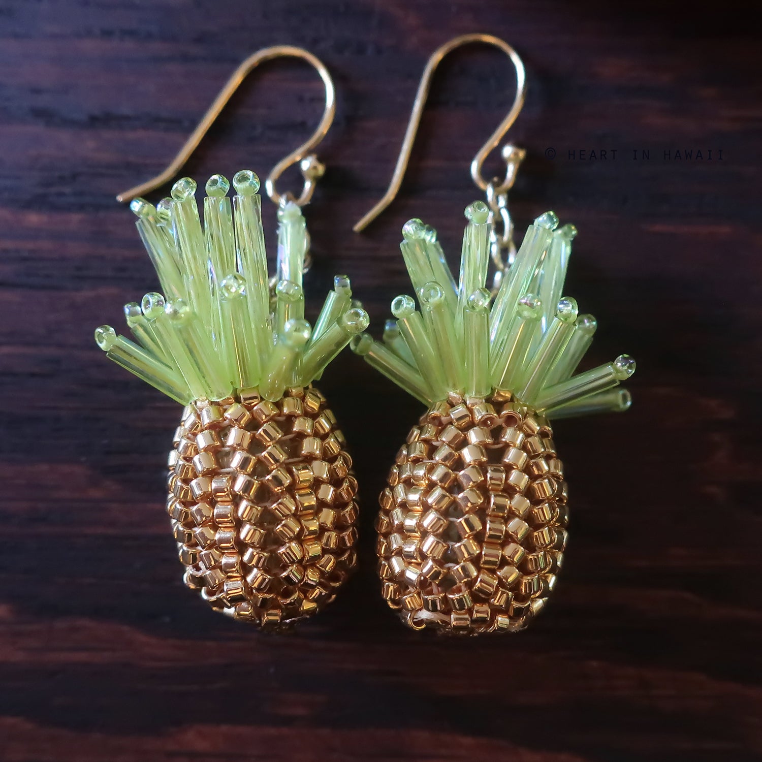 Heart in Hawaii Gold Plated Beaded Pineapple Dangle Earrings