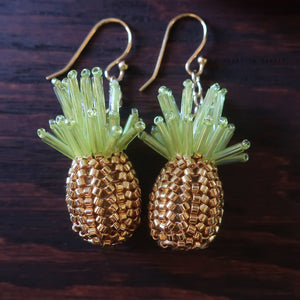 Heart in Hawaii Gold Plated Beaded Pineapple Dangle Earrings