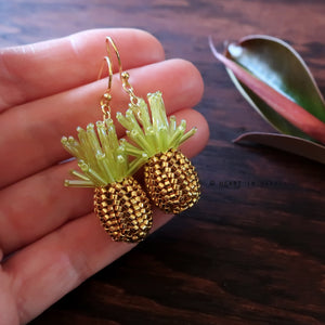 Heart in Hawaii Gold Plated Beaded Pineapple Dangle Earrings