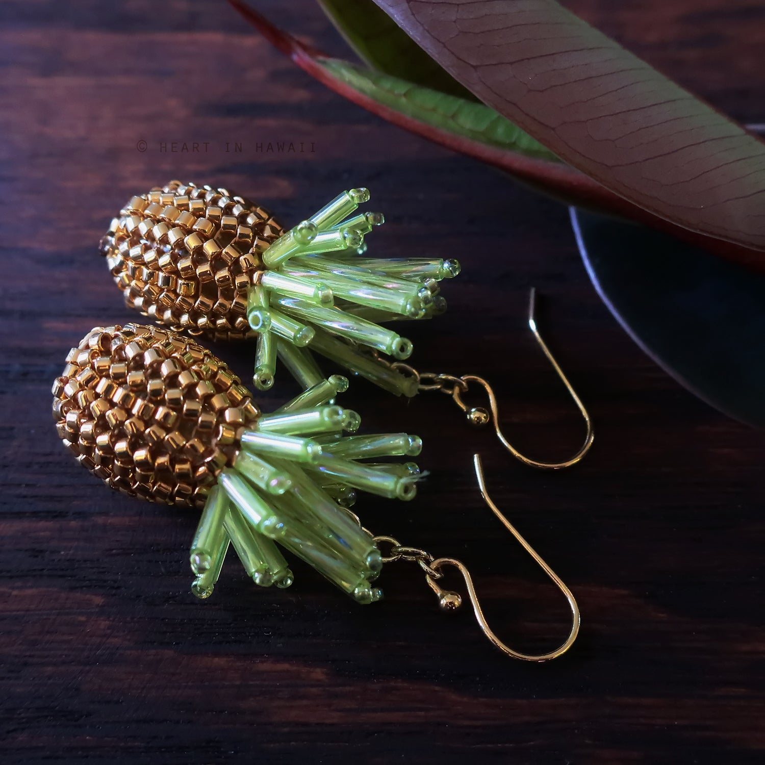 Heart in Hawaii Gold Plated Beaded Pineapple Dangle Earrings