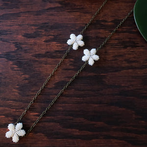 Heart in Hawaii Lei Flower Necklace - 3 Plumeria on 30-inch Bronze Chain