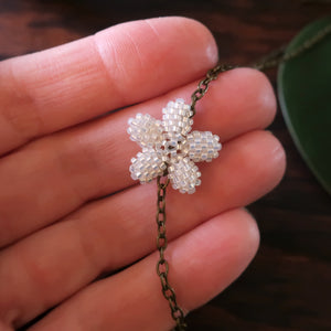 Heart in Hawaii Lei Flower Necklace - 3 Plumeria on 30-inch Bronze Chain