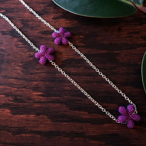 Heart in Hawaii Lei Flower Necklace - 3 Plumeria on 30-inch Silver-tone Chain