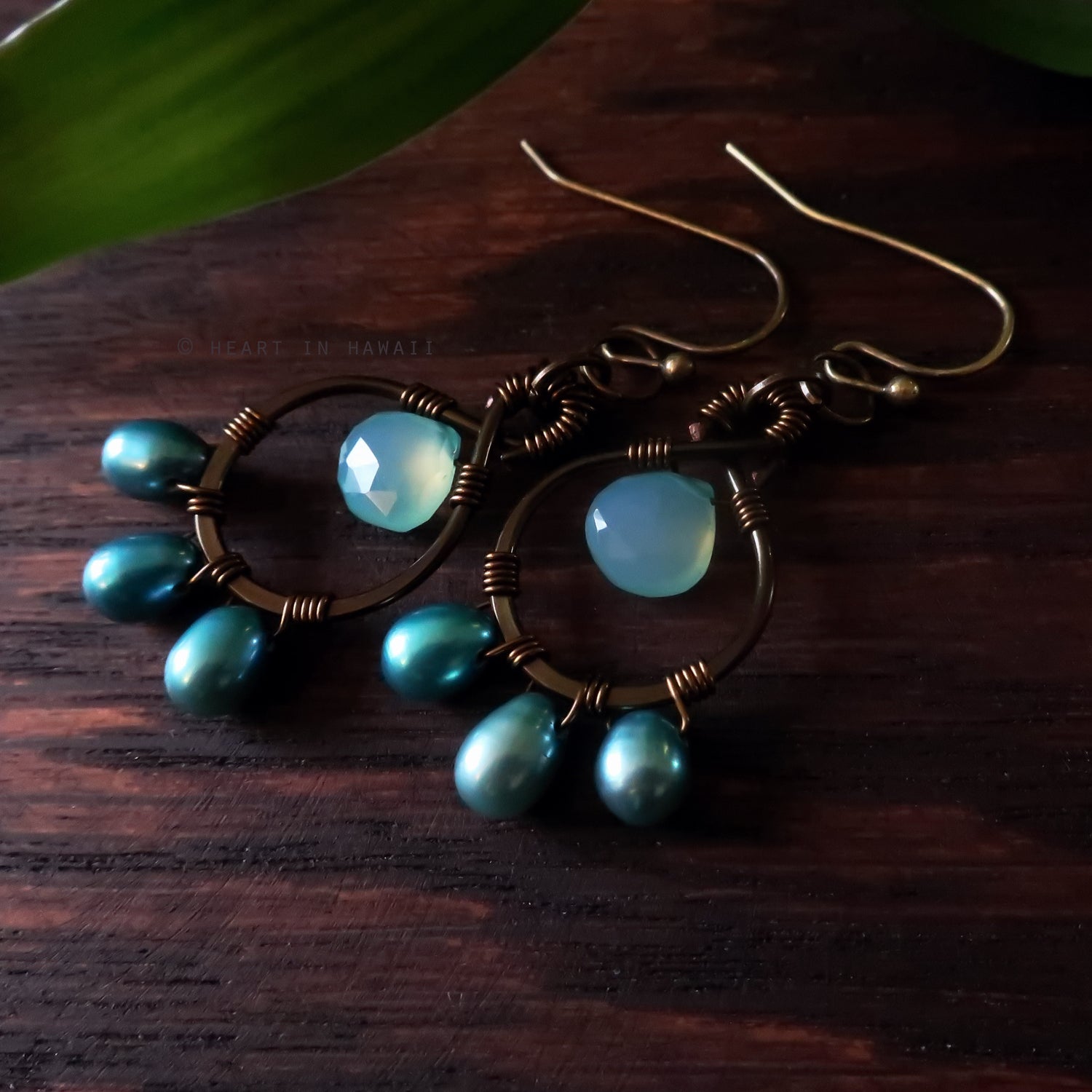 Heart in Hawaii Petal Drop Earrings - Aqua Chalcedony