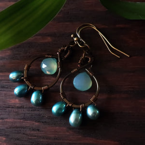 Heart in Hawaii Petal Drop Earrings - Aqua Chalcedony