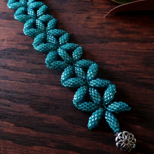 Temple Tree Flower of Life Beaded Bracelet Style 2 - Aqua