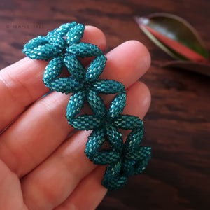 Temple Tree Flower of Life Beaded Bracelet Style 2 - Aqua