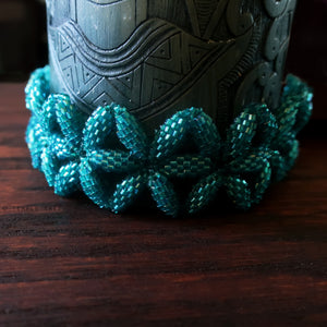 Temple Tree Flower of Life Beaded Bracelet Style 2 - Aqua