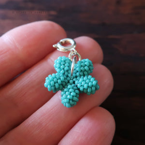Heart in Hawaii Tiny Beaded Plumeria Clasp Charm - Opaque Aqua