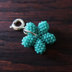 Heart in Hawaii Tiny Beaded Plumeria Clasp Charm - Opaque Aqua