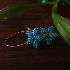 Heart in Hawaii Tiny Plumeria Flower Earrings - Aqua Aura Blue