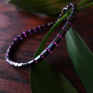 Temple Tree Bamboo Weave Beaded Hex-cut Bracelet - Aurora Borealis