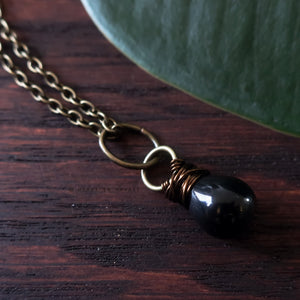 Heart in Hawaii Bronze Kahiko Pendant - Black Onyx with 18" Cable Chain