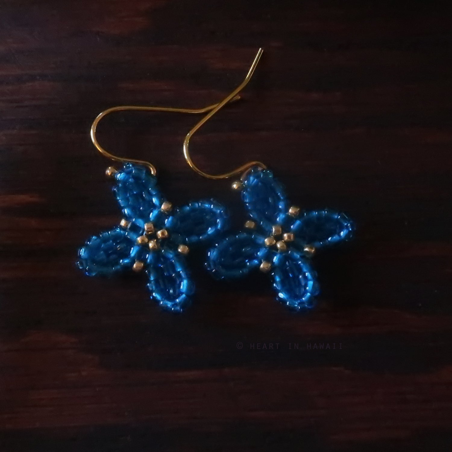 Heart in Hawaii Beaded Quatrefoil Dangles - Blue