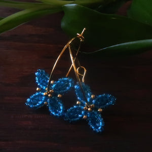Heart in Hawaii Beaded Quatrefoil Hoops - Blue