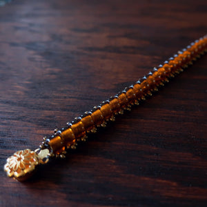 Temple Tree Boho Glass Bead Caterpillar Weave Bracelet - Brown and Bronze