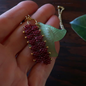 Heart in Hawaii Tropical Heliconia Necklace -Burgundy with Gold