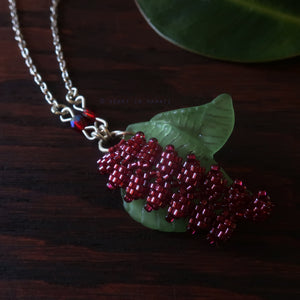 Heart in Hawaii Tropical Heliconia Necklace - Burgundy - Silvertone