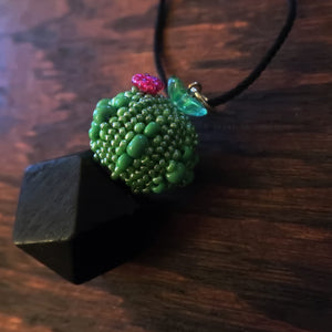 Heart in Hawaii Flowering Cactus in Geometric Planter Pendant