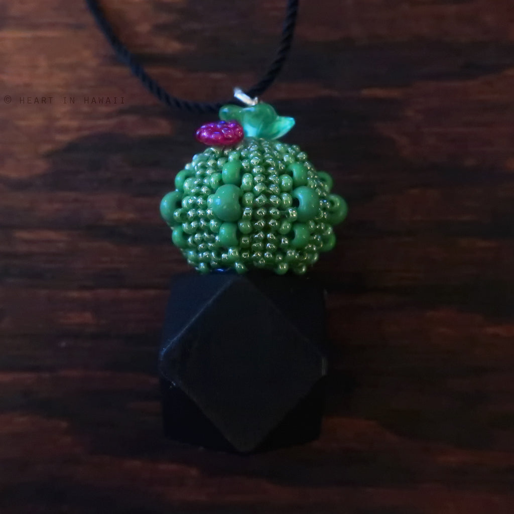 Heart in Hawaii Flowering Cactus in Geometric Planter Pendant