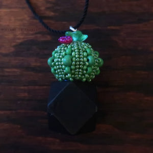 Heart in Hawaii Flowering Cactus in Geometric Planter Pendant