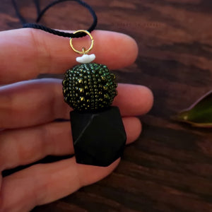 Heart in Hawaii Mini Cactus in Geometric Planter Beaded Pendant