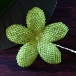 Heart in Hawaii 2.5 Inch Beaded Plumeria Hair Flower - Chartreuse