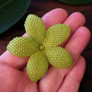 Heart in Hawaii 2 Inch Beaded Plumeria Flower Brooch - Matte Chartreuse