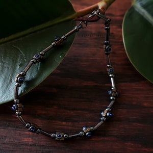 Temple Tree Lost Circuitry Beadwoven Bracelet v1 - Grey with Blue