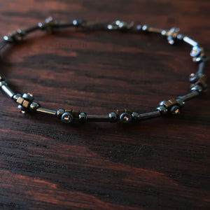 Temple Tree Lost Circuitry Beadwoven Bracelet v1 - Grey with Copper