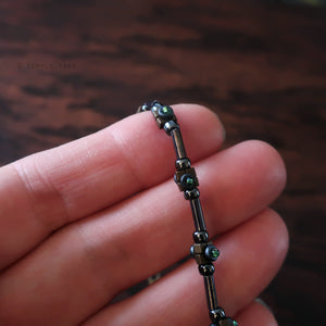 Temple Tree Lost Circuitry Beadwoven Bracelet v1 - Grey with Green