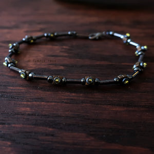 Temple Tree Lost Circuitry Beadwoven Bracelet v1 - Grey with Yellow