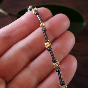 Temple Tree Lost Circuitry Beadwoven Bracelet v1 - Grey and Gold with Faux Diamond