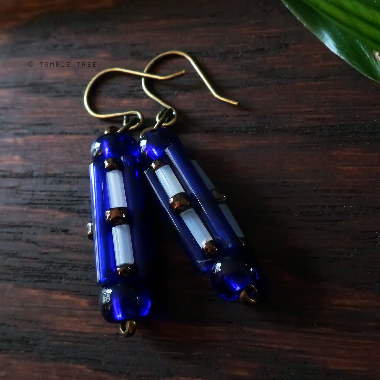 Circuit Breakers - Ancient Fuse Box Earrings by Temple Tree - Cobalt Bronze