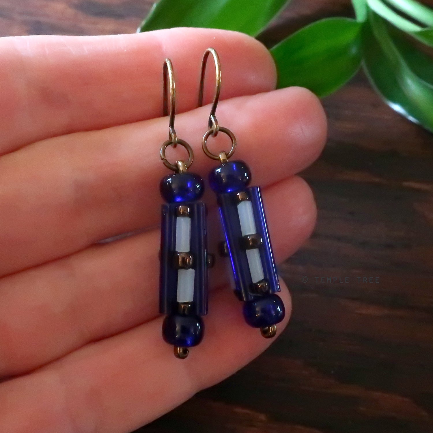 Circuit Breakers - Ancient Fuse Box Earrings by Temple Tree - Cobalt Bronze