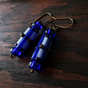 Circuit Breakers - Ancient Fuse Box Earrings by Temple Tree - Cobalt Bronze