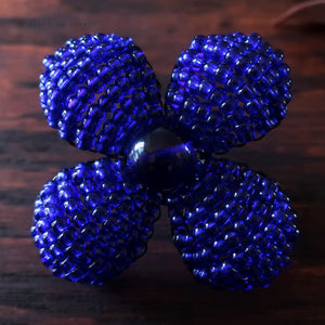 Heart in Hawaii Makalapua Quatrefoil Beaded Flower Brooch - Cobalt Blue