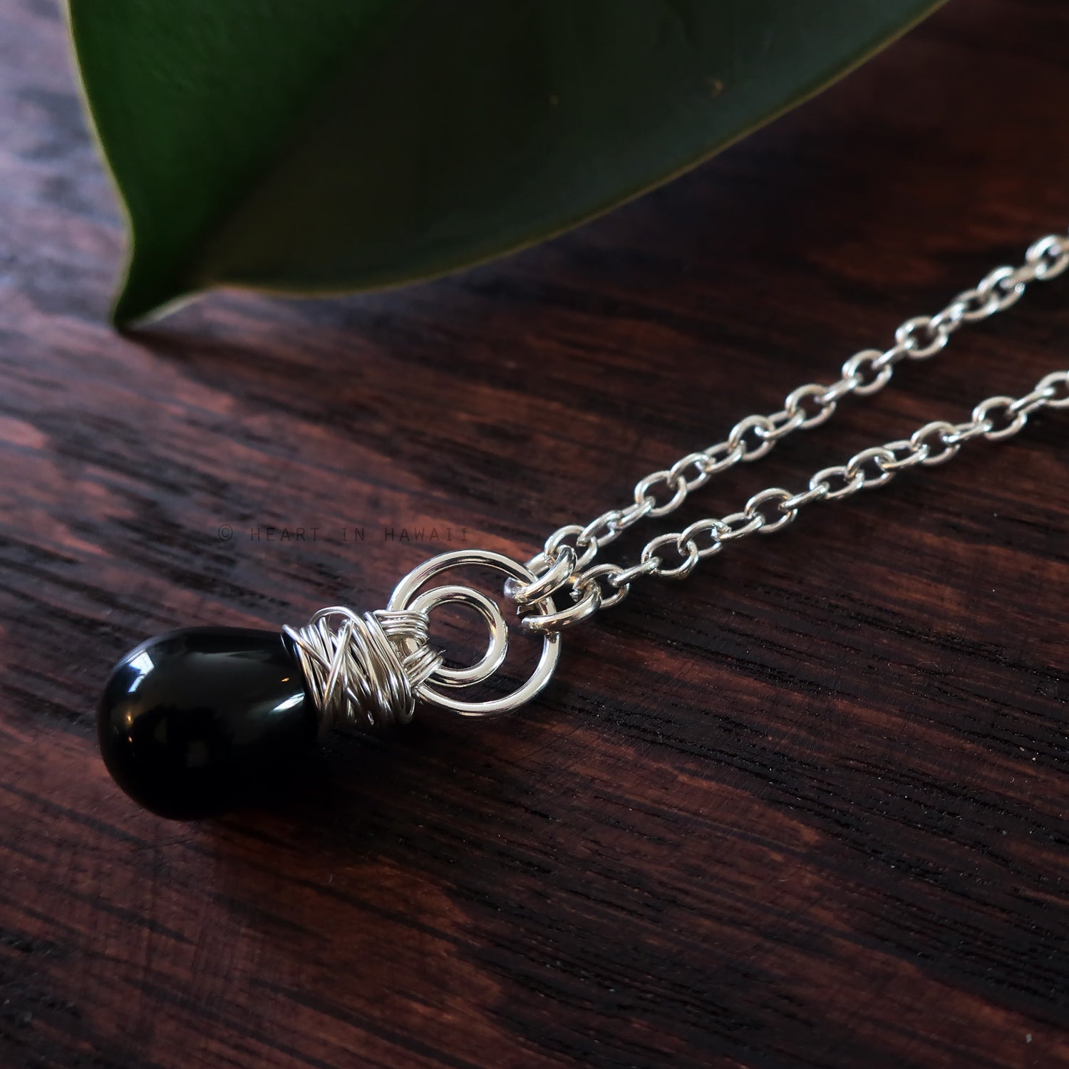 Heart in Hawaii Crescent Moon Kahiko Pendant - Black Onyx