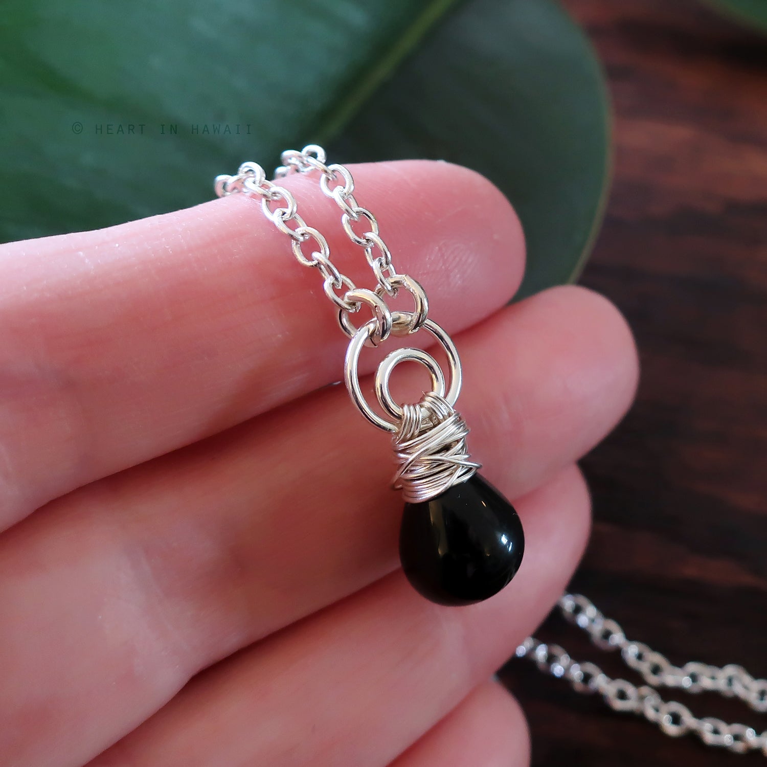 Heart in Hawaii Crescent Moon Kahiko Pendant - Black Onyx