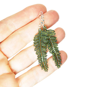 Heart in Hawaii Small Beaded Fern Frond Earrings