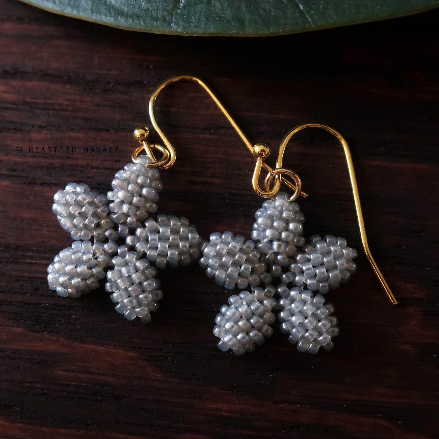 Heart in Hawaii Tiny Plumeria Flower Dangles - Dove Grey