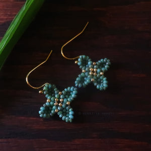 Heart in Hawaii Beaded Quatrefoil Dangles - Faux Turquoise