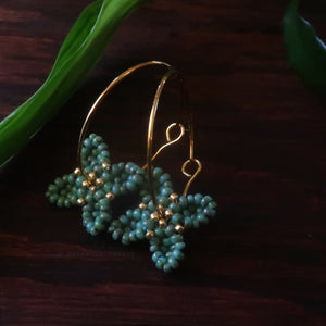 Heart in Hawaii Beaded Quatrefoil Hoops - Faux Turquoise