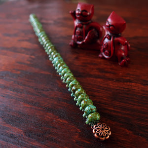 Temple Tree Bohemian Glass Bead Caterpillar Weave Bracelet - Turquoise