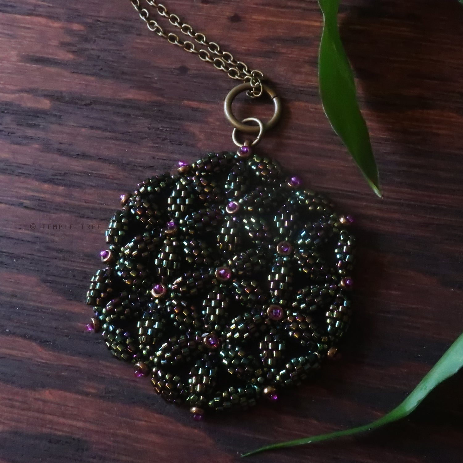 Temple Tree Flower of Life Beaded Pendant v2 - Cyber 1