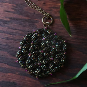 Temple Tree Flower of Life Beaded Pendant v2 - Cyber 1