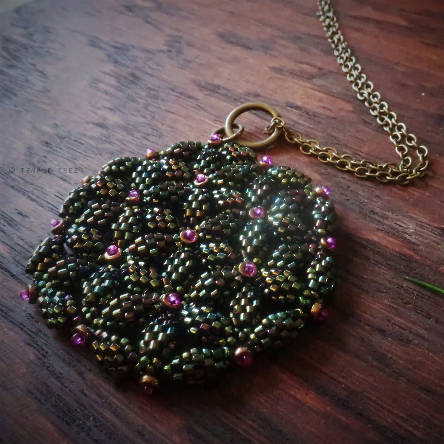 Temple Tree Flower of Life Beaded Pendant v2 - Cyber 1